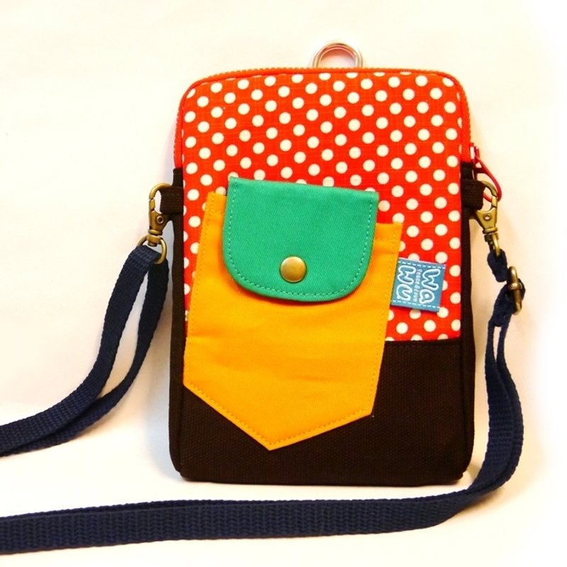 WaWu 拉链裤头包 / 小斜背包 plus款 (红点) - 其他 - 棉．麻 红色