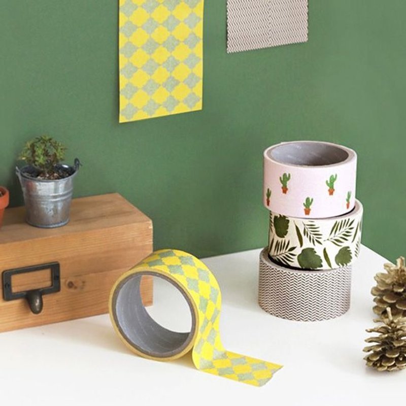 Iconic-宽版5cm纸胶带(单入)-菱纹黄,ICO83900 - 纸胶带 - 纸 黄色