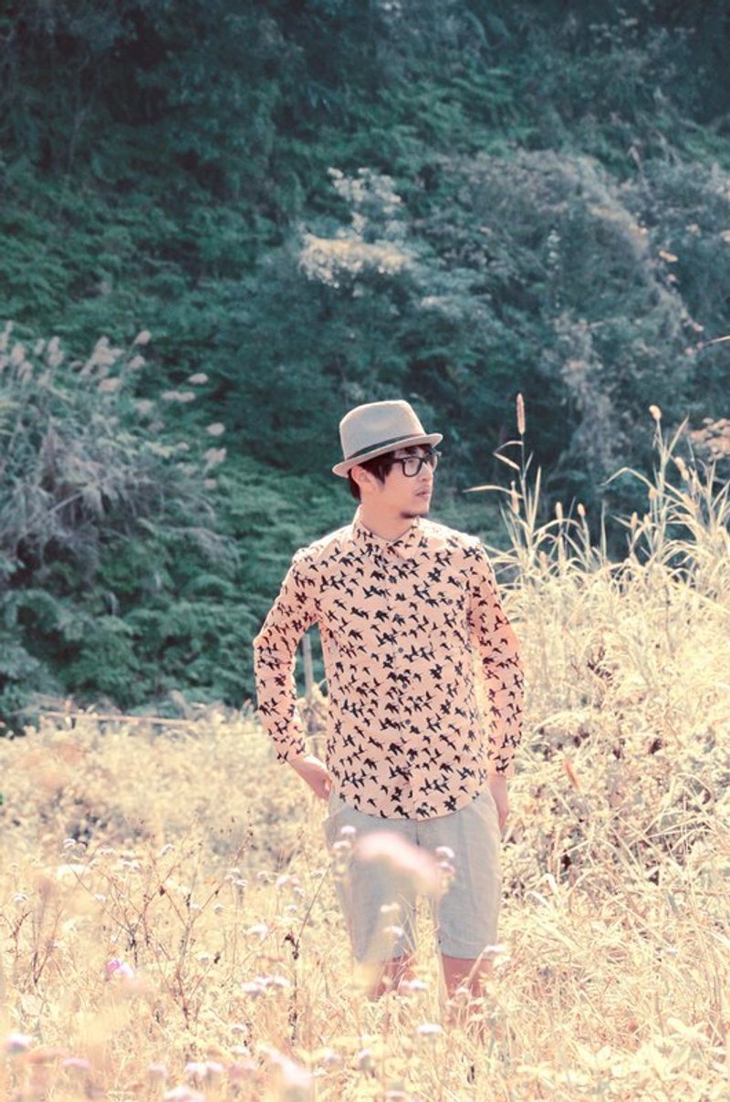 Machismo-S13054千鸟印花衬衫 - 男装衬衫 - 其他材质 粉红色