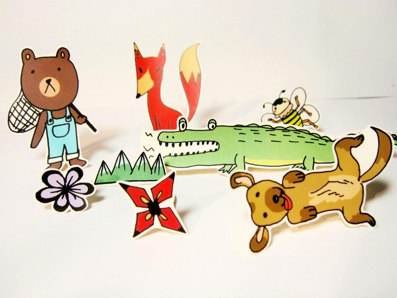 #008和好朋友们一起去郊游＿创意防水贴纸 - 贴纸 - 塑料 多色