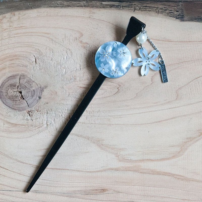 樱烙,镶钻雕樱花,发簪,发插-蓝 - 发饰 - 压克力 蓝色