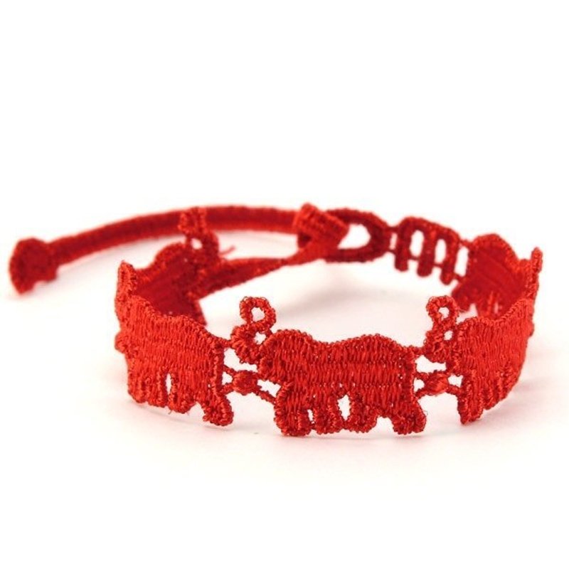 Missiu 法国蕾丝刺绣幸运手环- 活力欢欣大象 - 围嘴/口水巾 - 绣线 多色