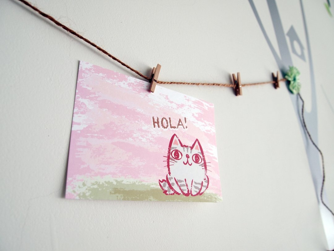 明信片- Hola! 小灰猫 - 卡片/明信片 - 纸 