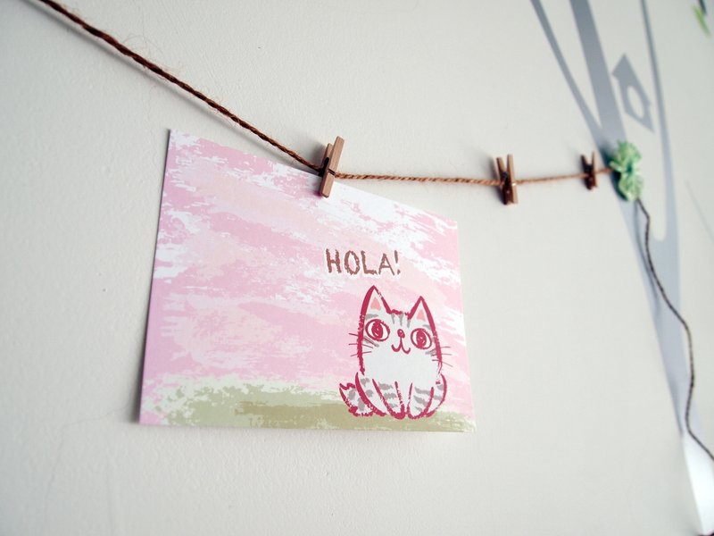 明信片- Hola! 小灰猫 - 卡片/明信片 - 纸 