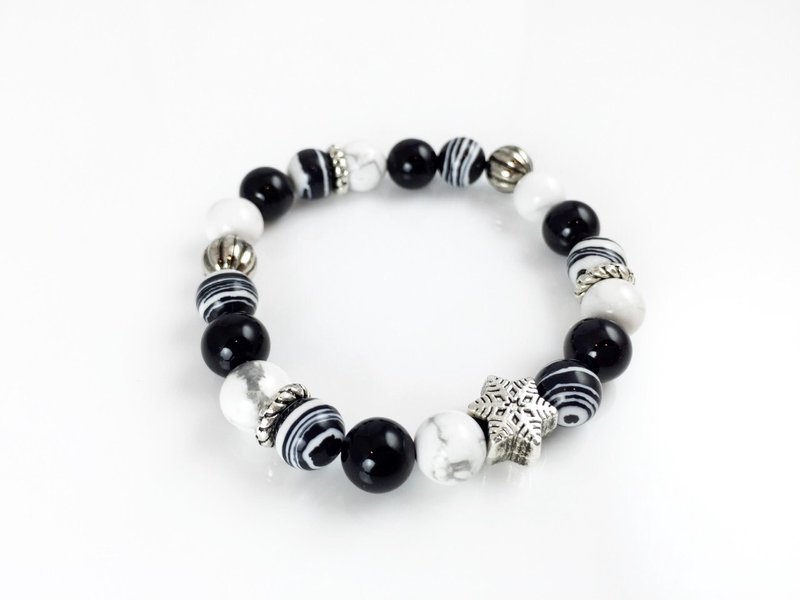 【黑白双色纹石】 - 手链/手环 - 其他材质 白色