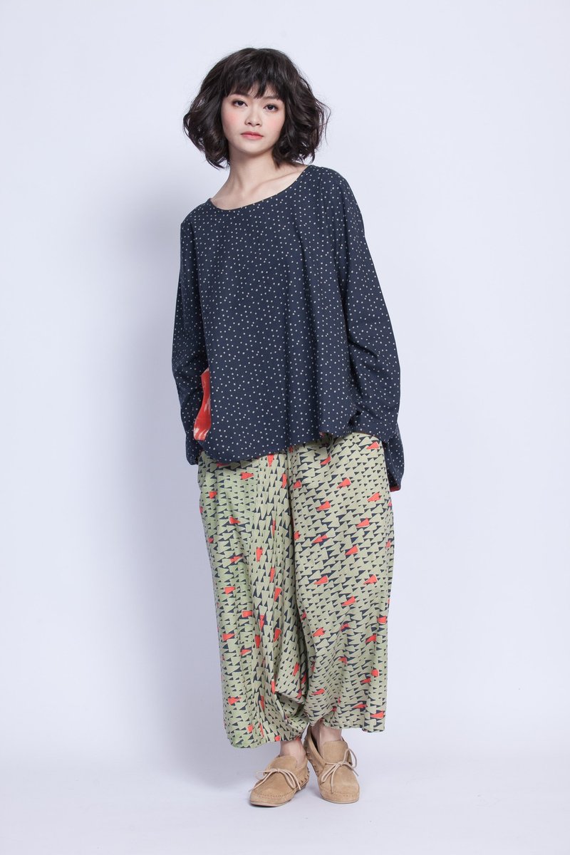 在森林跑跳的飞鼠宽裤＿公平贸易 - 女装长裤 - 棉．麻 绿色