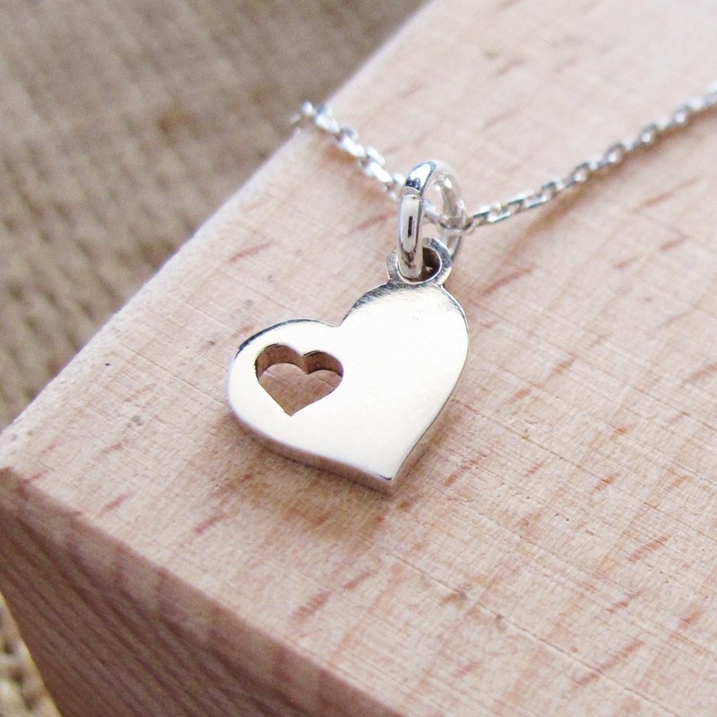 双心爱恋-925纯银手工爱心项链 - 项链 - 其他金属 白色