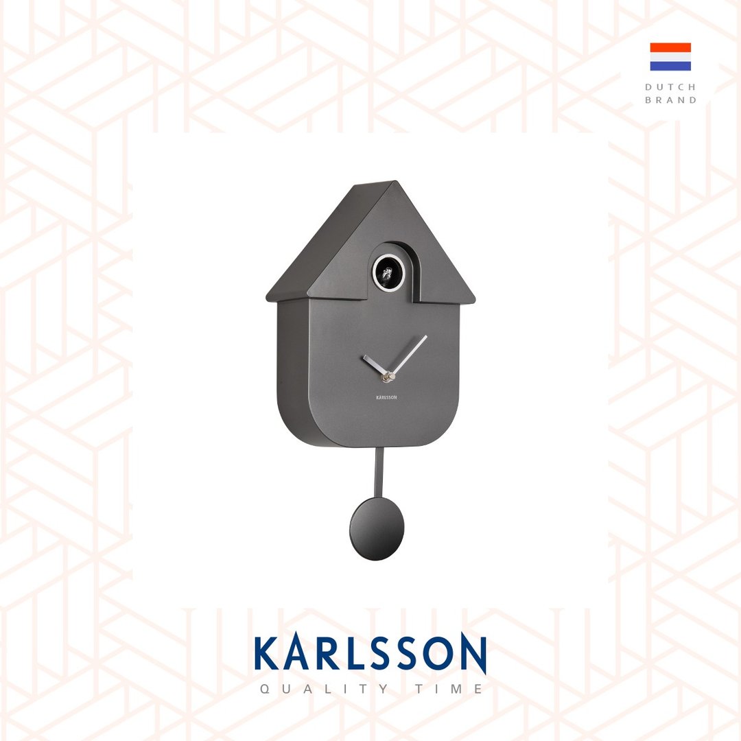 荷兰Karlsson, Modern Cuckoo电镀灰色摇摆布谷鸟挂钟 (整点报时) - 时钟/闹钟 - 其他金属 灰色