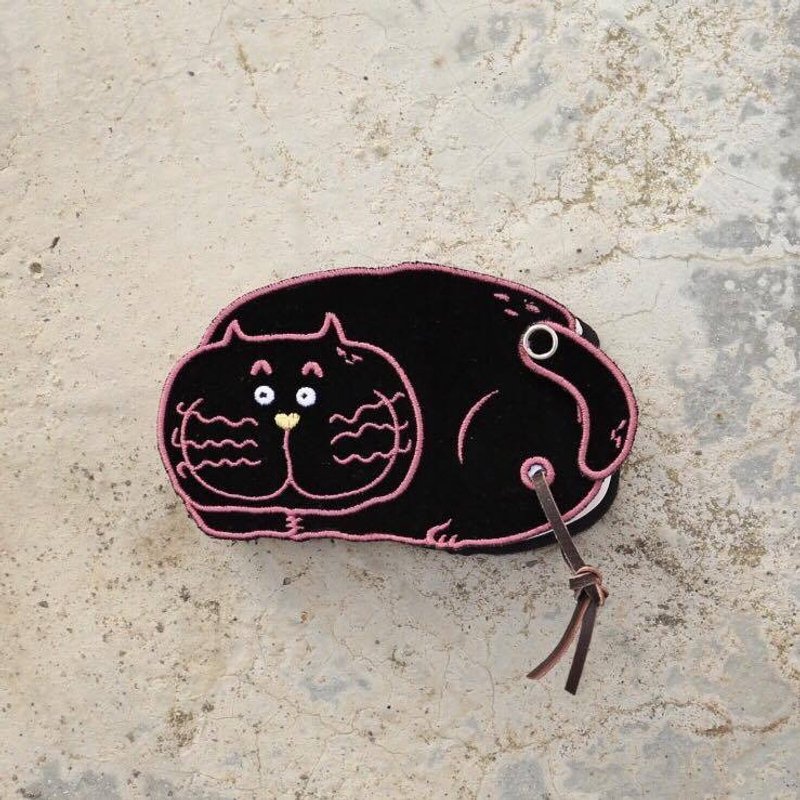吉普猫   刺绣  便条本 笔记本  附束口袋 - 笔记本/手帐 - 绣线 黑色