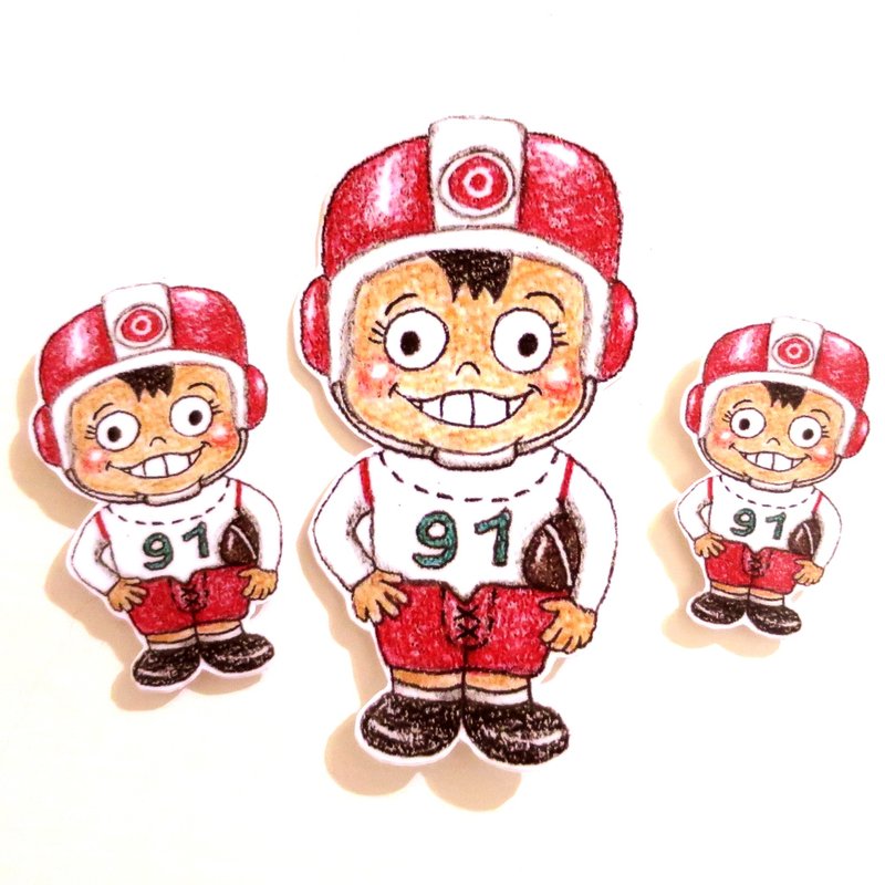 色铅笔手绘傻呼呼公仔娃娃防水贴纸--傻呼呼大同宝宝3入(编号1) - 贴纸 - 纸 红色