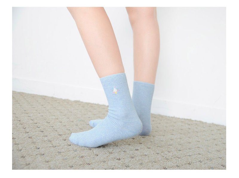 Dear My Universe 我亲爱的冰淇淋短袜 - 蓝莓 - 袜子 - 棉．麻 蓝色