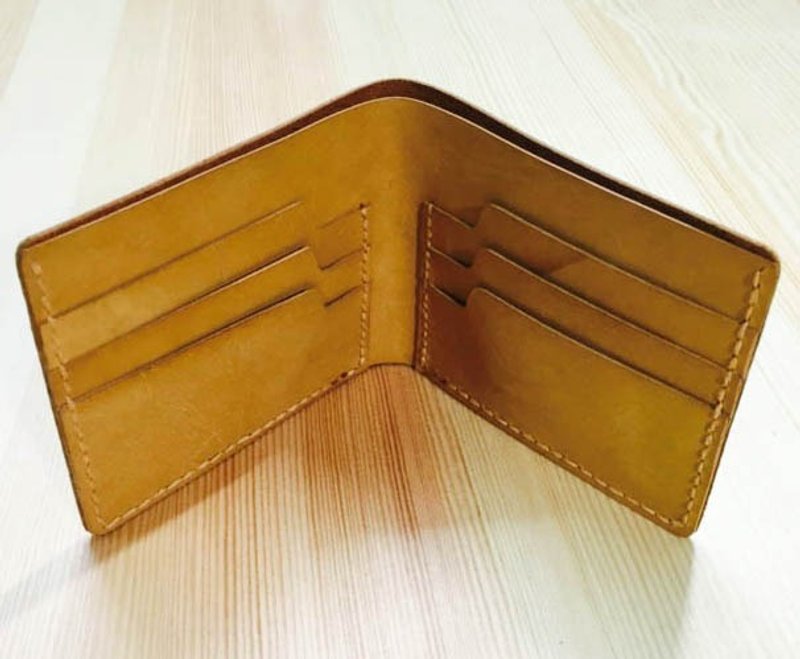 *Mingen'Handiwork*原创手工缝制头层牛皮复古欧美短款真皮钱包 - 皮夹/钱包 - 真皮 黄色