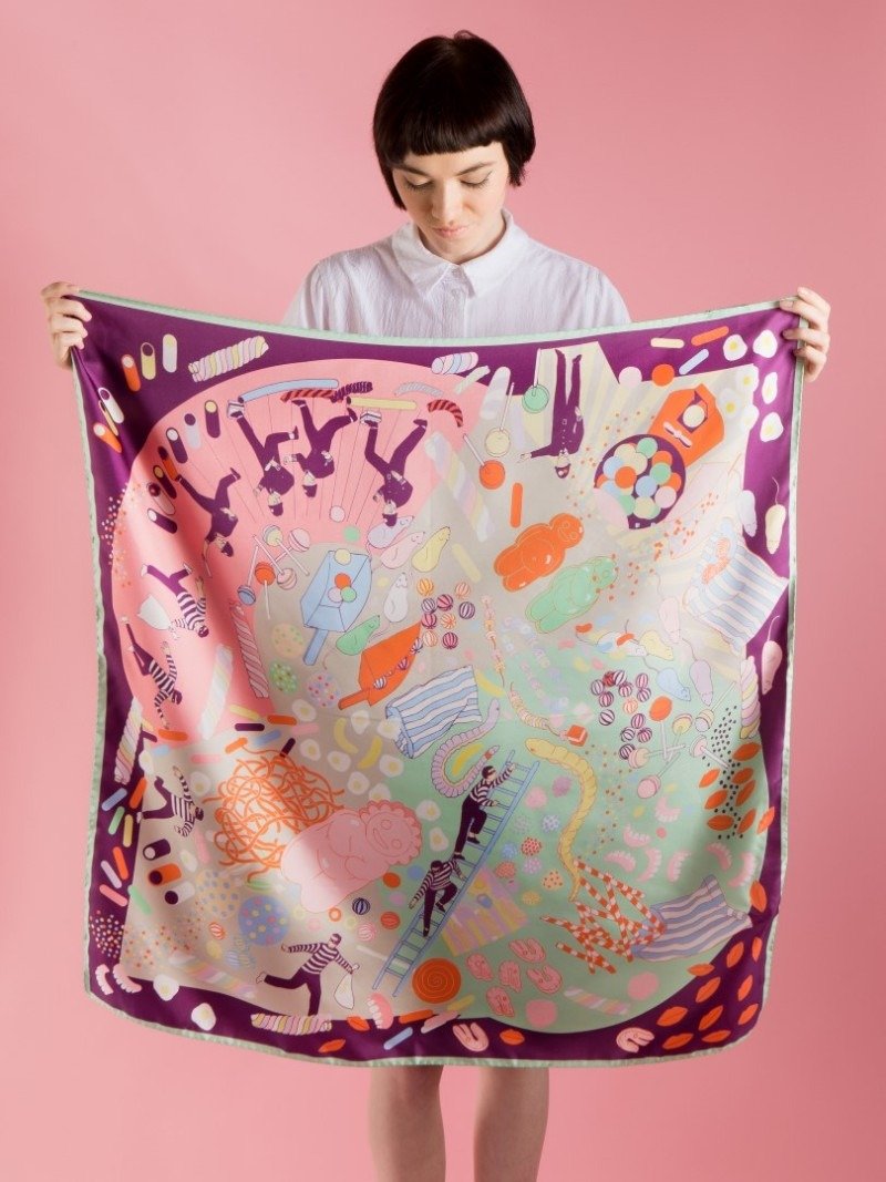 缤纷糖果店丝巾/ 方巾 - 围巾/披肩 - 丝．绢 紫色