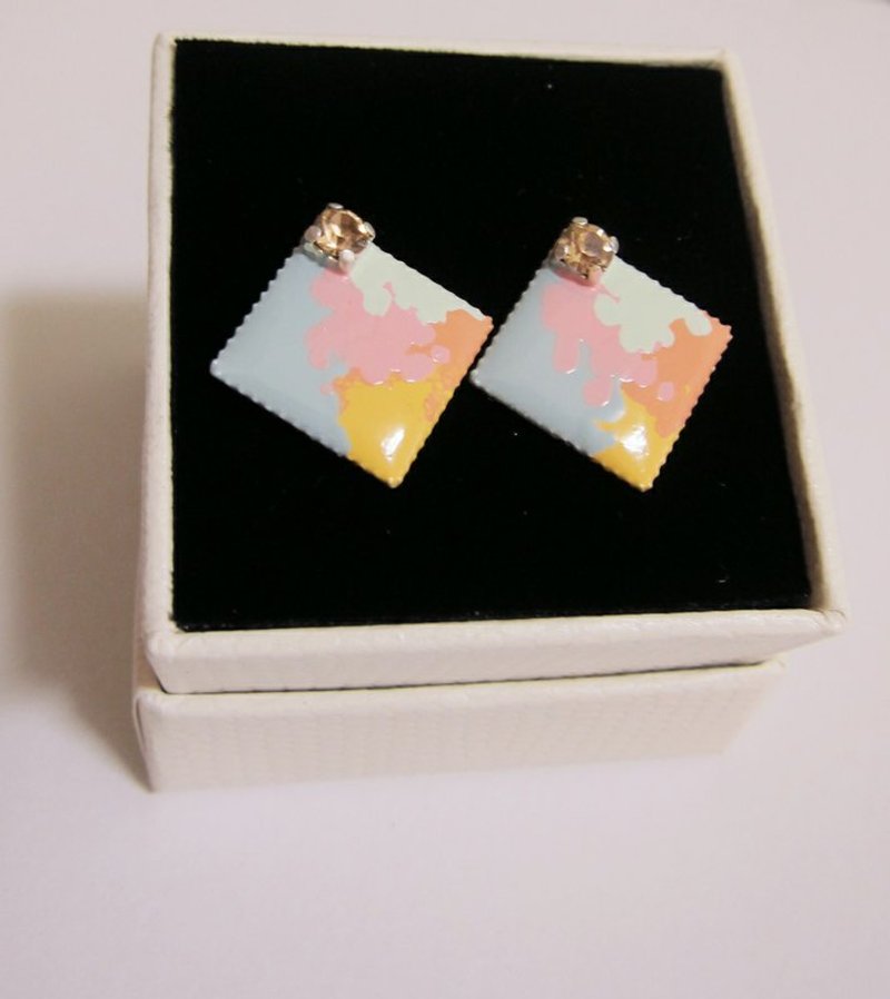 渲染宝石方块耳环 - 耳环/耳夹 - 其他金属 