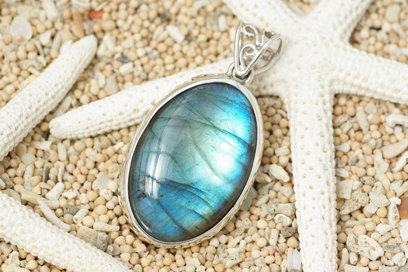 Labradorite pendant - 项链 - 宝石 蓝色