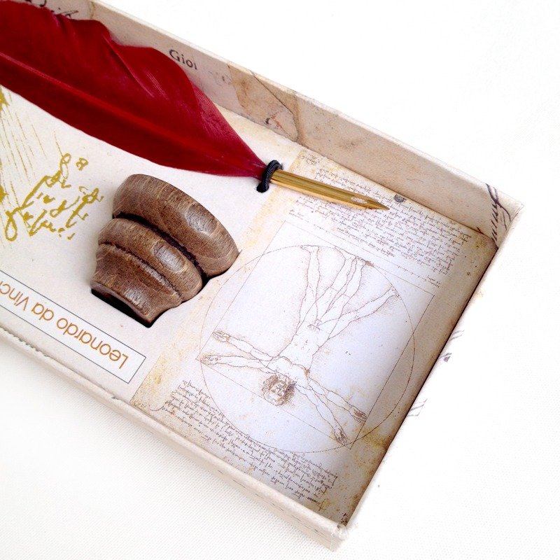 LEVI/09 意大利羽毛沾水笔礼盒-达文西系列 | Francesco Rubinato - 蘸水笔 - 其他材质 咖啡色