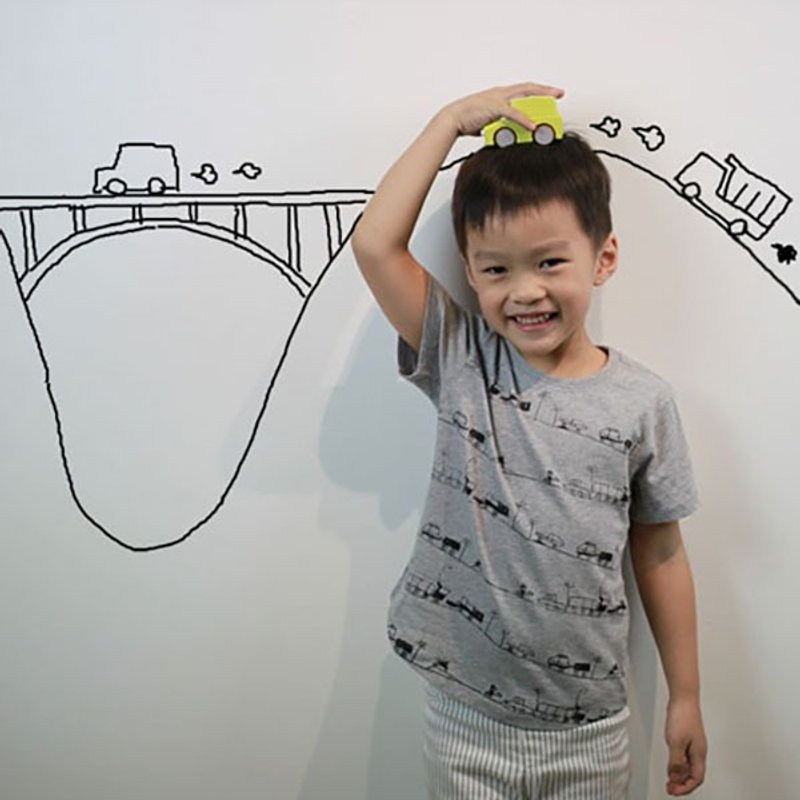 儿童纯棉手工绢印T恤- Childlike 米罗的城市想像(灰) - 其他 - 棉．麻 灰色