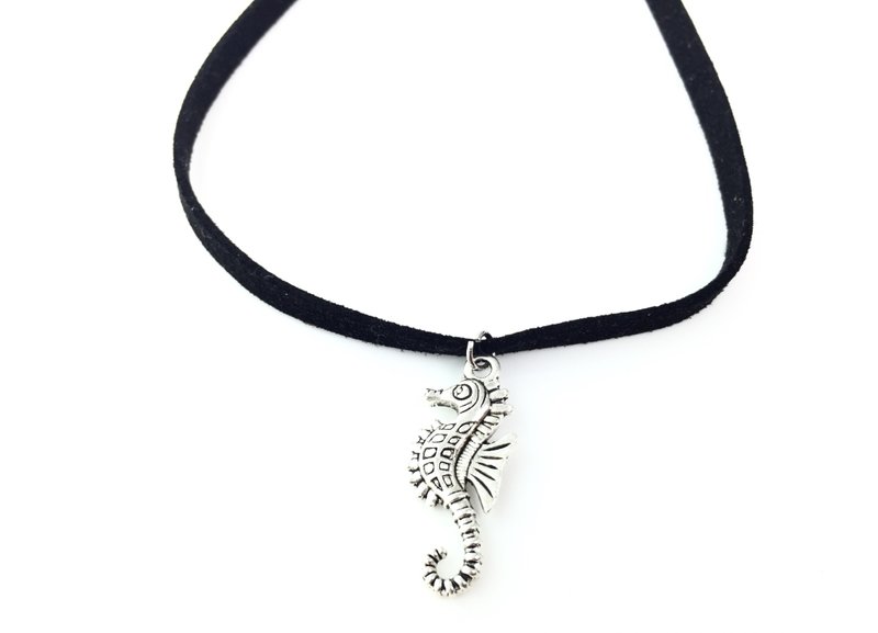 小海马 / 麂皮黑绳（颈链） - 项链 - 真皮 黑色