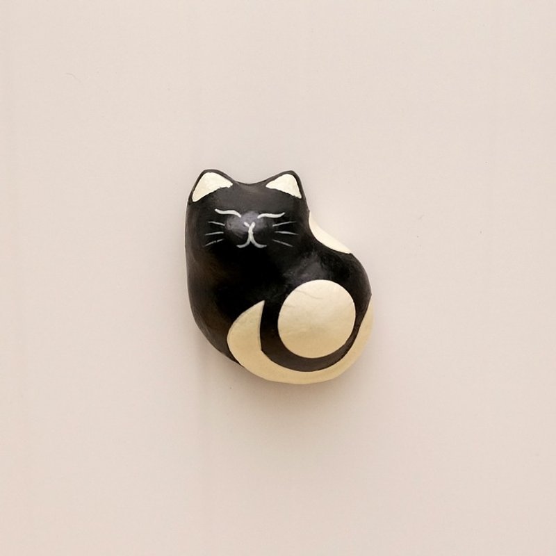 和纸猫咪磁铁 趴趴 奔驰(黑白猫) 日本设计 拍立得好伙伴 礼物 情人节 周年庆 - 冰箱贴/磁贴 - 纸 黑色