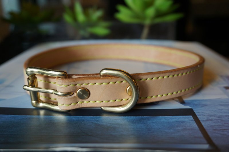 MECO 真我系列 纯手工订制皮革项圈 MECO design studio 我共设计工作室 定制化宠物项圈 - 项圈/牵绳 - 真皮 金色