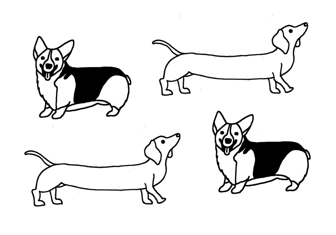 小狗 柯基犬 腊肠狗  纹身贴纸 刺青 tattoo sticker - 纹身贴 - 纸 白色