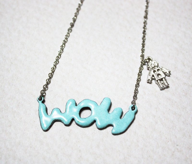 Wow 与 机器人 - 项链 - 珐琅 绿色