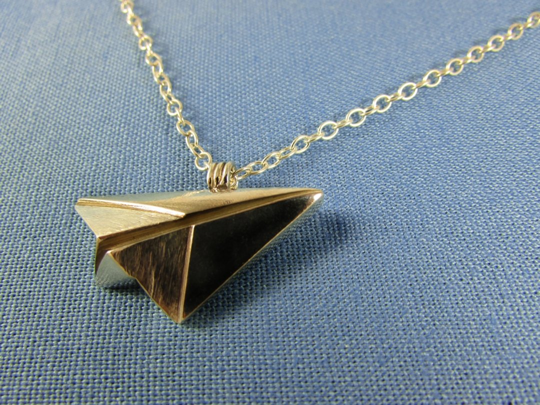 paper plane necklace_纸飞机项链 | 设计师手工 纯银项链 - 项链 - 银 银色
