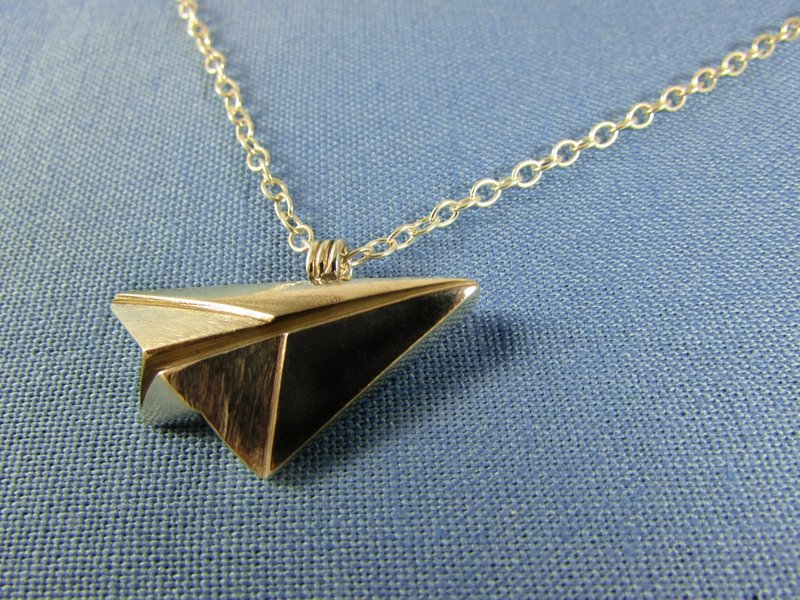 paper plane necklace_纸飞机项链 | 设计师手工 纯银项链 - 项链 - 银 银色