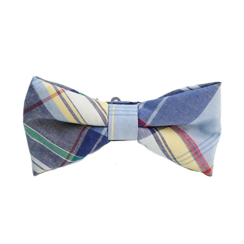 StoneasChic 英伦 格纹 蓝色 啾啾 领结 bow Tie - 领带/领带夹 - 棉．麻 蓝色
