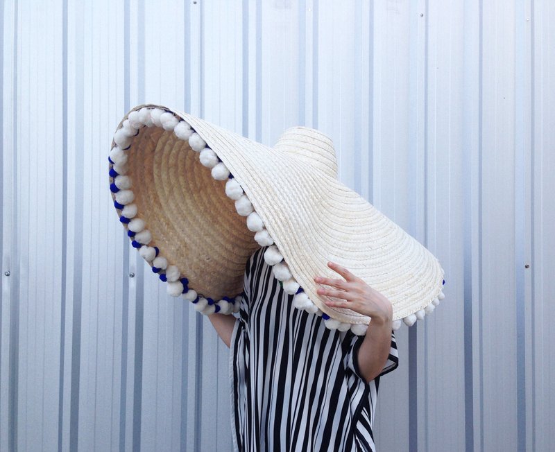 BAMBOO MEGA-HAT WHITE & BLACK WHITE/BLACK (WH/BK) - 帽子 - 竹 白色