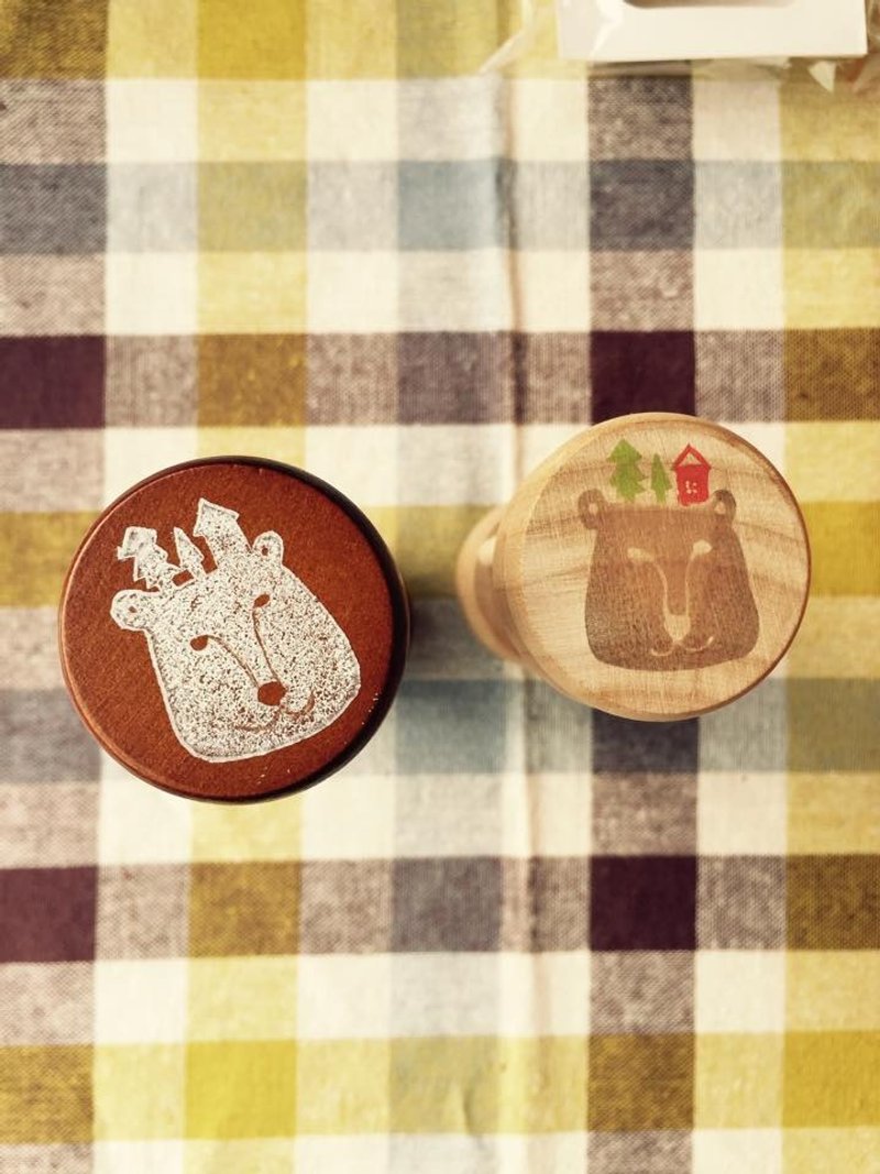 黑熊白熊手工印章*橡皮擦印章*手工刻章*手工刻章*沙漏 - 其他 - 木头 卡其色