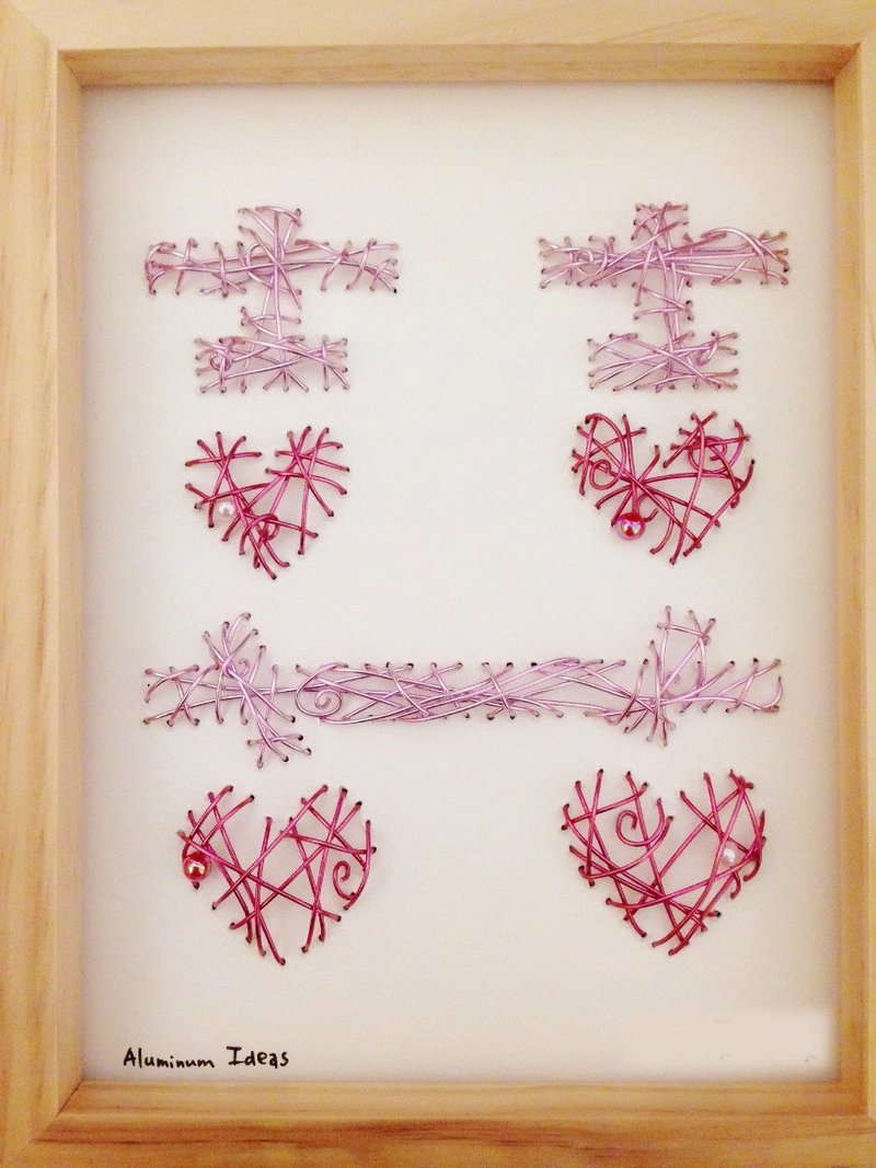 超触感铝线立体相框~双喜双心幸福大喜气+6x8寸大框 - 卡片/明信片 - 其他金属 红色