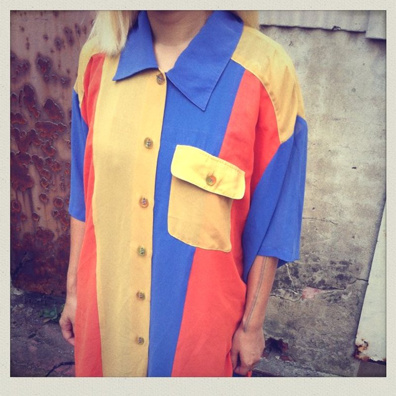 拼色块面衬衫!!脱臼! !古着!! - 女装衬衫 - 其他材质 多色