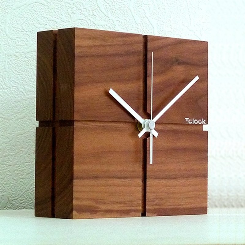 ‘窗格 Lattice’原木桌钟 时计 时钟 方形系列 严选FAS顶级美国黑胡桃木 整块实木制做 - 时钟/闹钟 - 木头 咖啡色