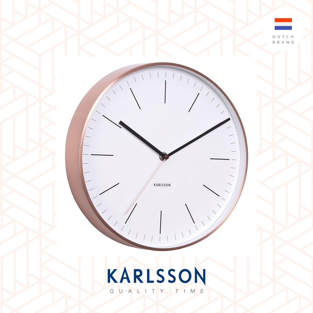 荷兰Karlsson Minimal 系列 - 白色铜框简约挂墙钟 - 时钟/闹钟 - 其他金属 金色