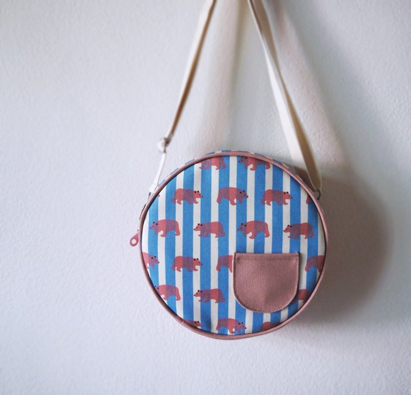 北极熊小圆包-蓝 - 侧背包/斜挎包 - 棉．麻 蓝色