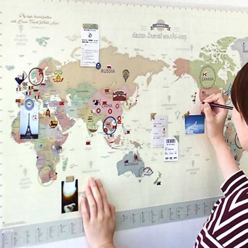 Dessin x indigo-环游世界记录海报世界地图V3-粉彩版 (限宅配),IDG07928 - 墙贴/壁贴 - 纸 多色