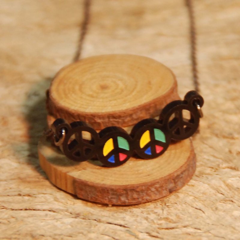 和平符号/彩色+挖空款/短链/压克力材质 - 项链 - 压克力 多色