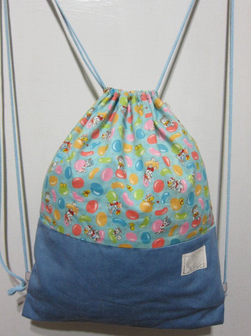 手作抽绳后背包-【古味小熊与软糖】 - 束口袋双肩包 - 其他材质 多色