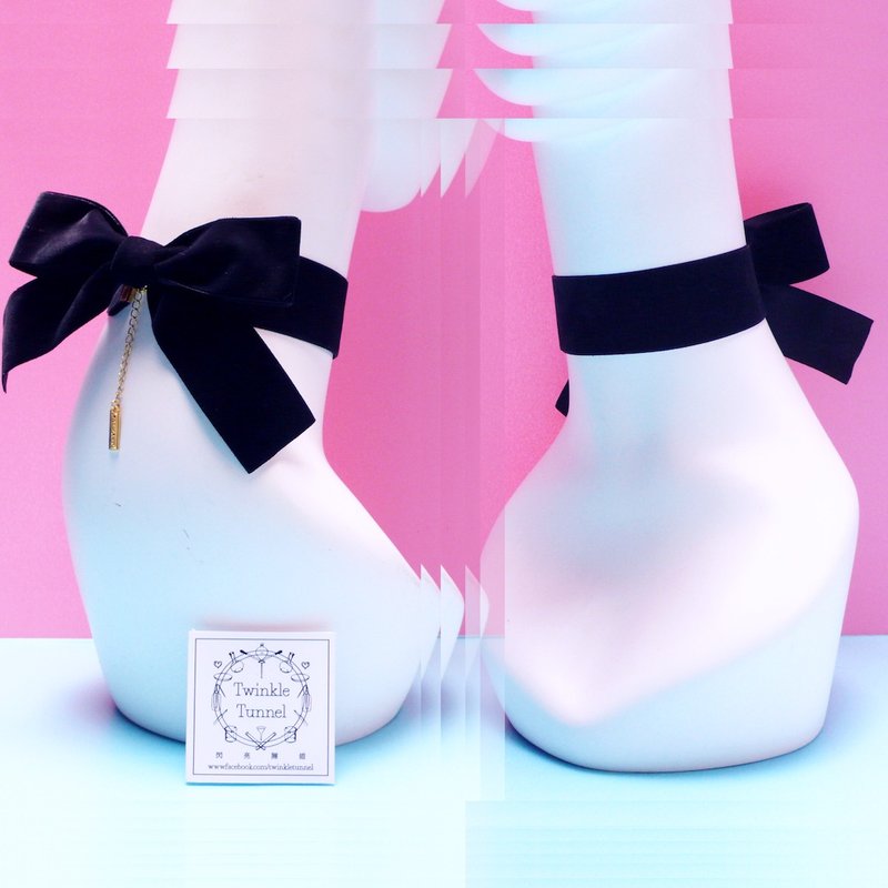 后扣式蝴蝶结宽版绒布颈链 黑色 - 颈链 - 其他材质 黑色