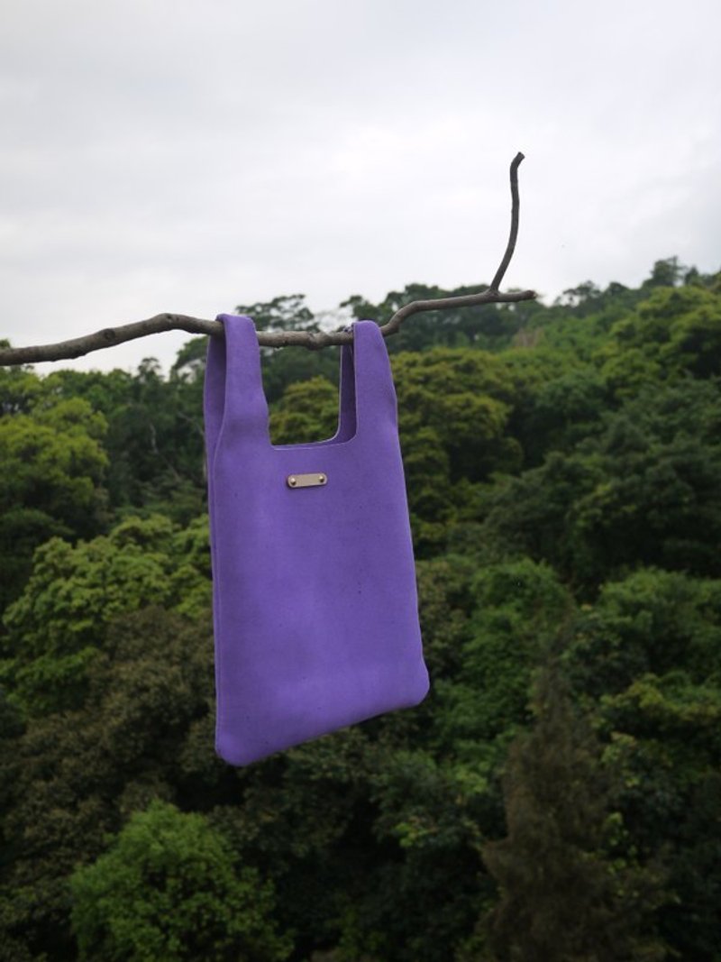 006 手缝紫色真皮麂皮购物袋 -可打英文名字钢印 - 手提包/手提袋 - 真皮 多色