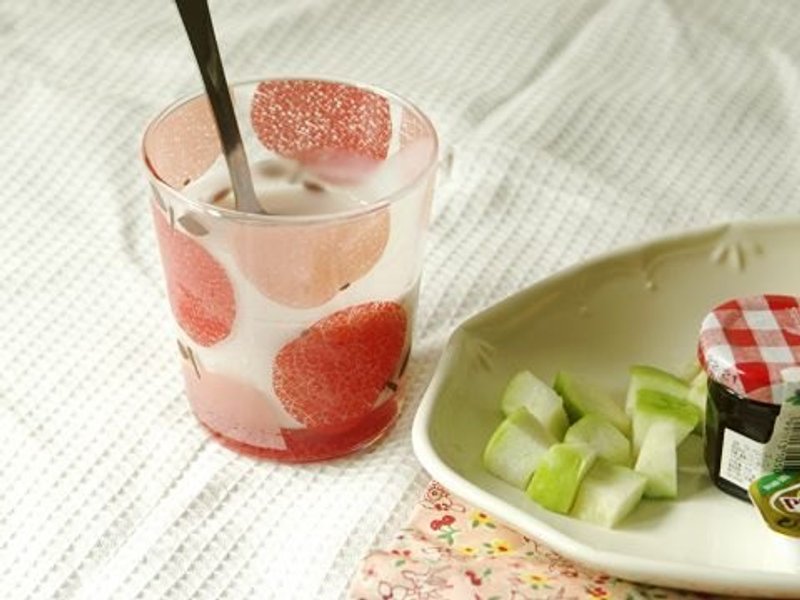 Vif 北欧风蜡笔笔触 水果派对玻璃杯 苹果 *已停产，最后一个* - 茶具/茶杯 - 玻璃 红色