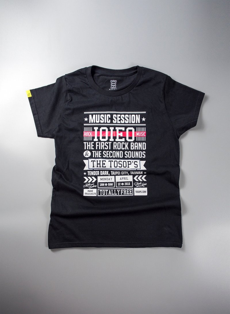 原创插画图T 音乐海报 演唱会 文字 大字 潮T 时髦 短袖 黑T 圣诞 - 女装 T 恤 - 棉．麻 黑色