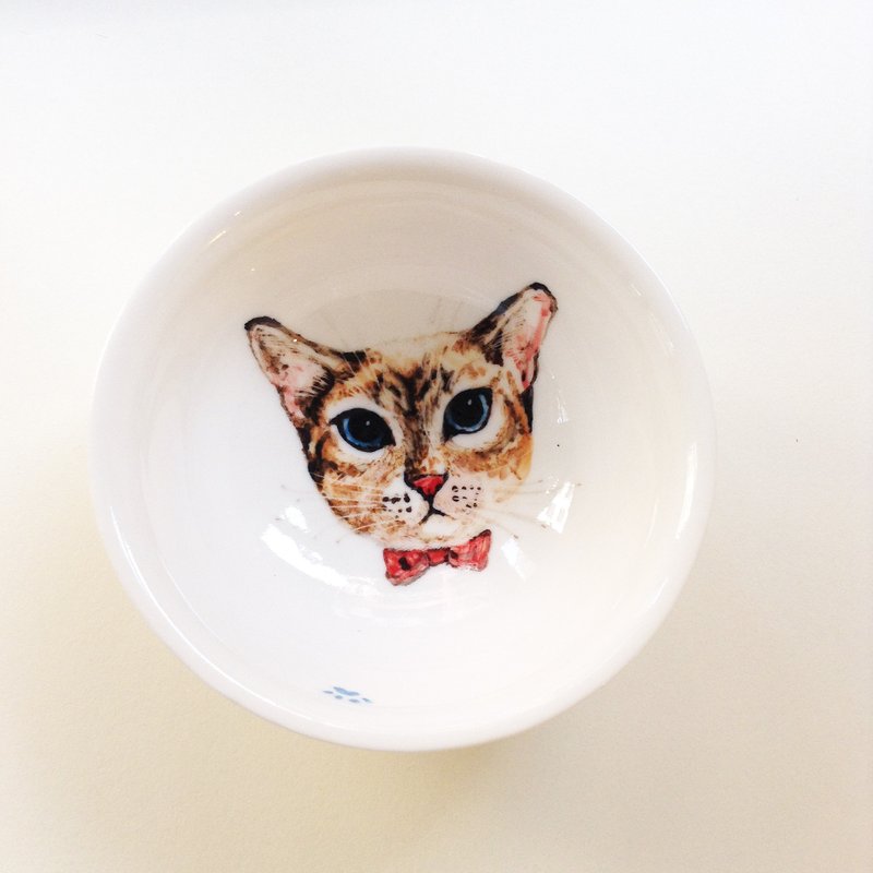 手绘大茶杯-蓝眼睛小猫 - 茶具/茶杯 - 其他材质 蓝色