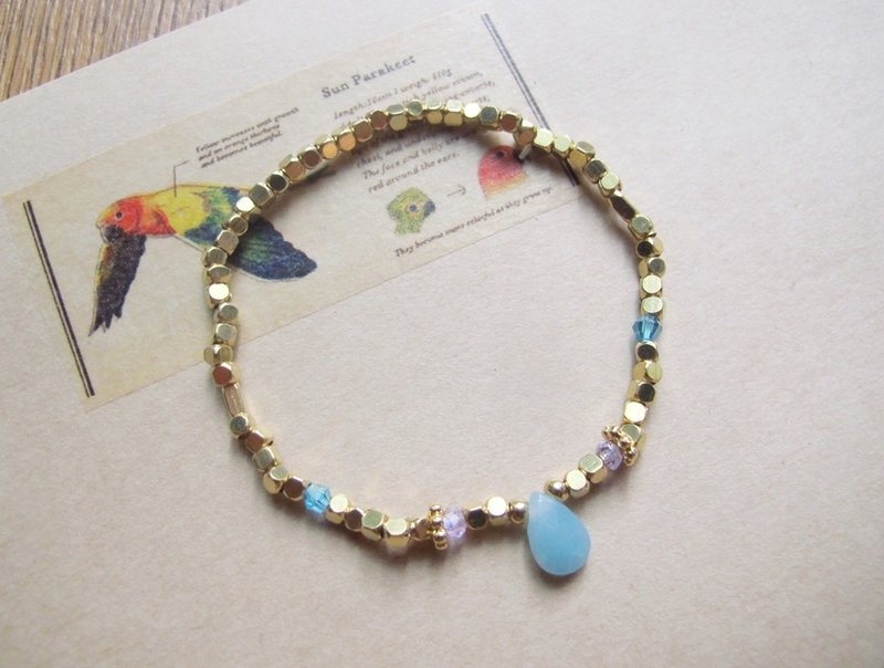 〈 额头上的宝石 〉天河石 /黄铜手链 手环 (只有两件!) - 手链/手环 - 其他材质 蓝色