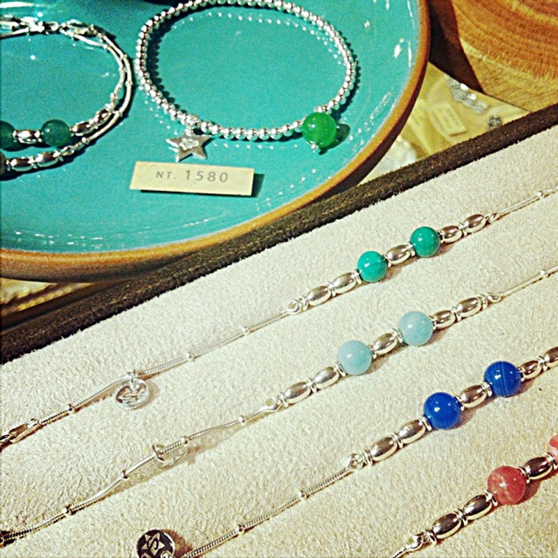 天然石系列_纯银米豆手链 - 手链/手环 - 宝石 多色