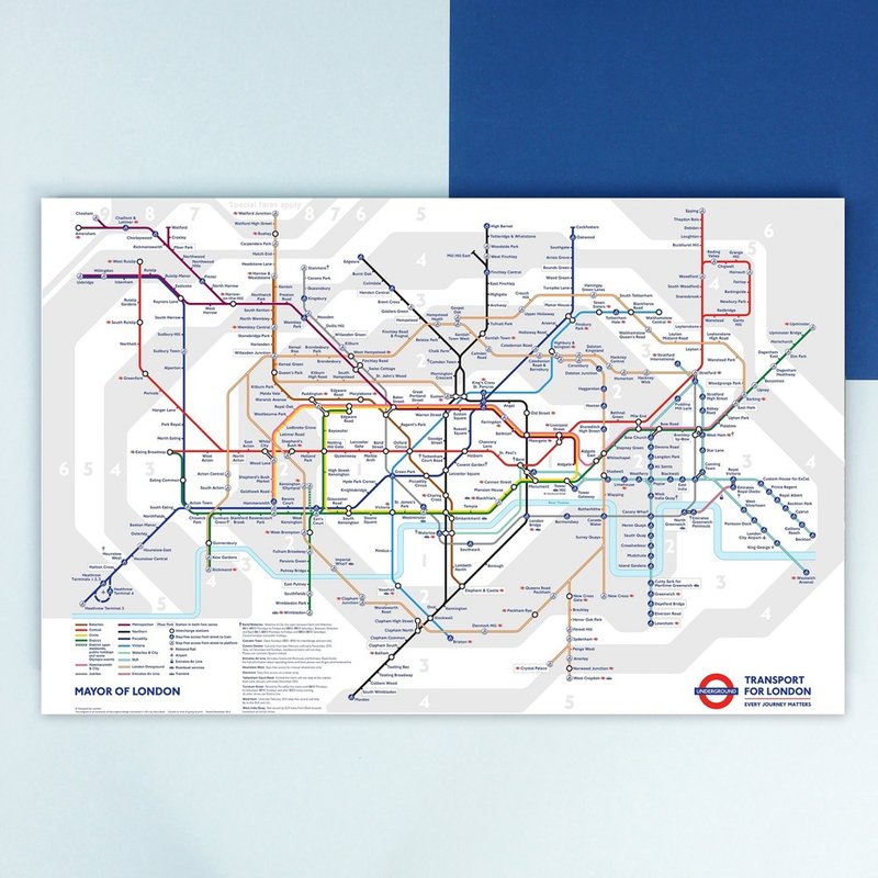 iINDOORS 伦敦地铁图无框画 40x60cm 室内设计 布置 创意 挂画 - 海报/装饰画/版画 - 木头 多色