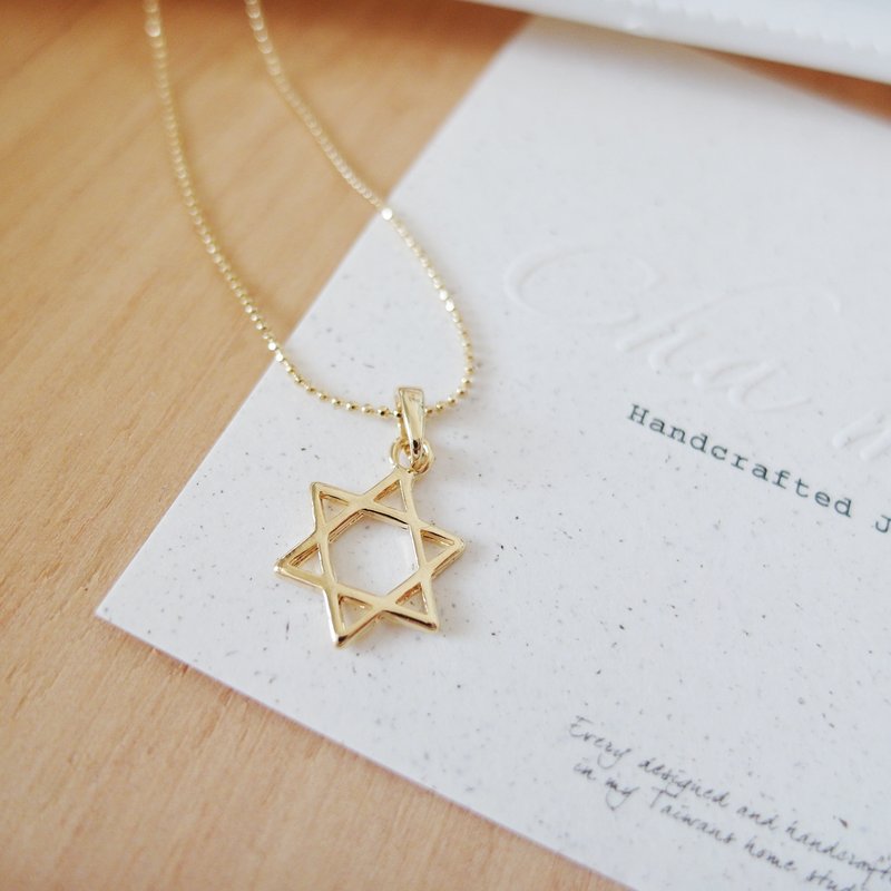 Cha mimi。都会设计款。个性款六角星/六芒星金色项链 - 项链 - 其他金属 金色