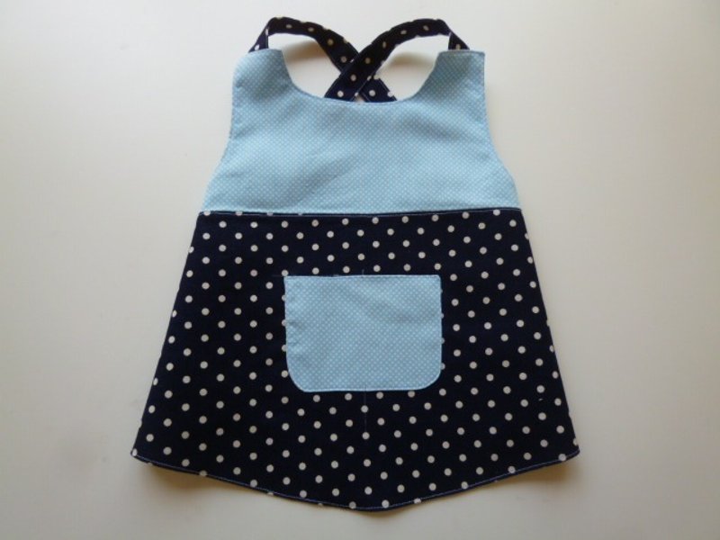 蓝底点点幼儿围裙 围裙 工作围裙 现货 - 围嘴/口水巾 - 棉．麻 蓝色