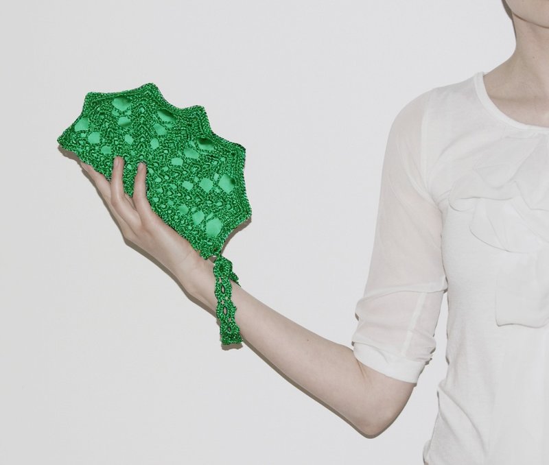 Emerald Green Clutch Bag - Green Crochet Clutch - Emerald Green Crochet Purse - Wristlet Clutch - Bridesmaid Gift - Emerald Bridesmaid Clutch Bag - 手拿包 - 棉．麻 绿色